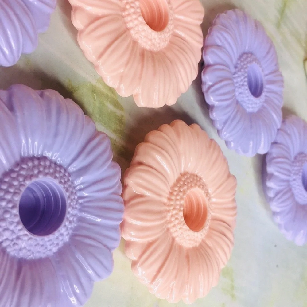 Vintage Avon Set of Three Pastel Fancy Flower Daisy Candle Sets